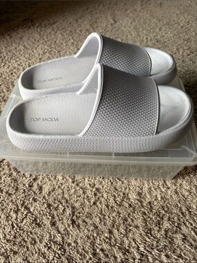 White Slide Sandals